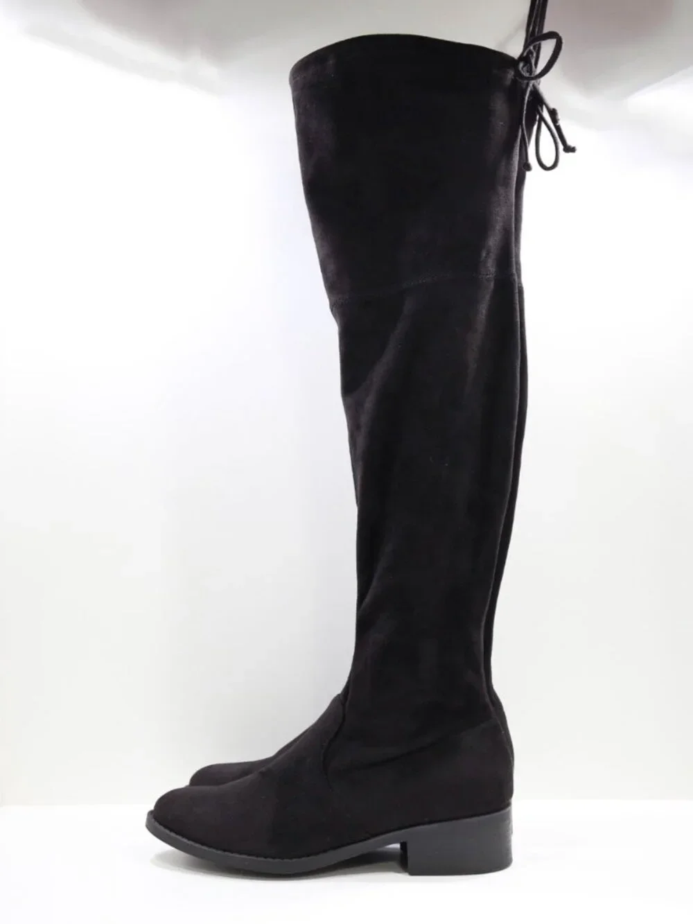 Unisa Unmaury Black Suede Flat Over The Knee Sock Boots - 7.5